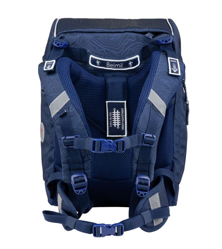 Školní batoh Belmil Premium 405-73/P Comfy Plus Topographic (set s penálem, pouzdrem, sáčkem a 4 nálepky)