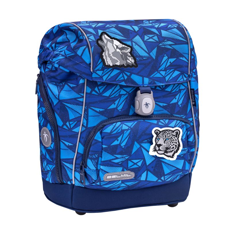 School backpack Belmil Premium 405-73/P Comfy Plus Glacier Blue (set with 2 pencil cases, gym bag and 4 patches)