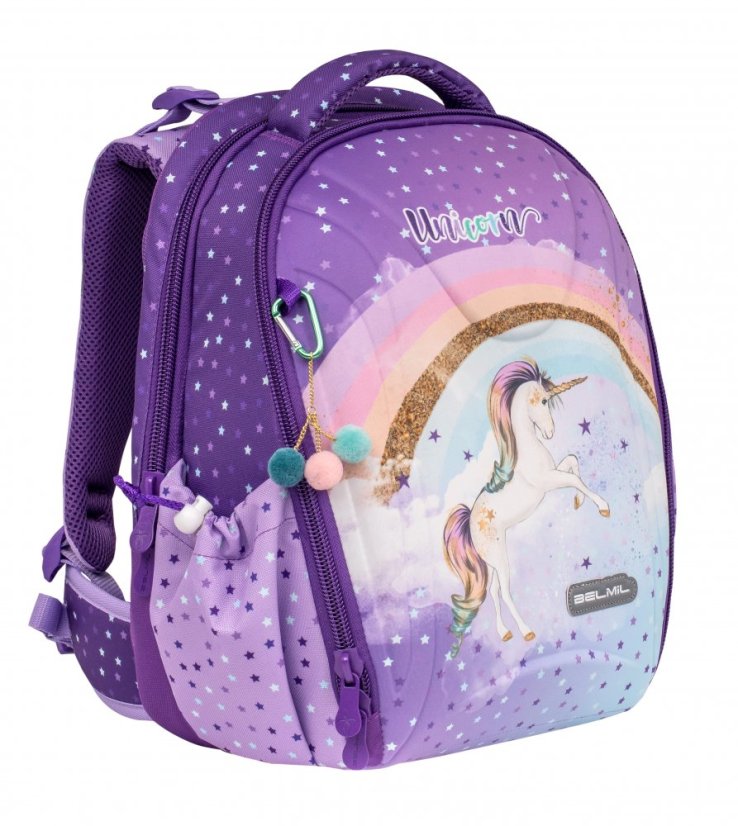 Tornister szkolny Belmil 338-82 Sturdy Rainbow Unicorn (zestaw z piórnikiem)