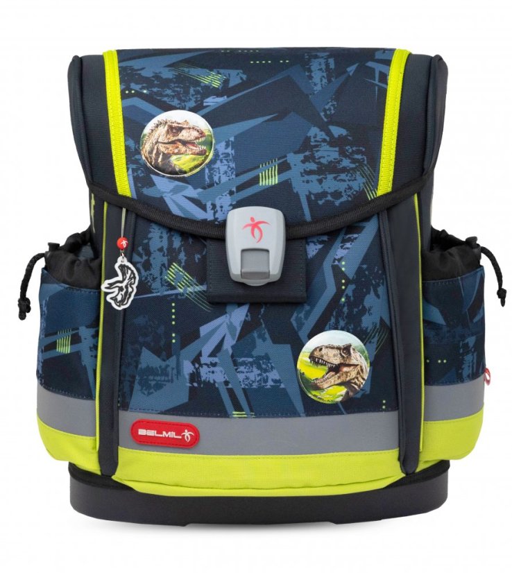 Školní aktovka Belmil 405-78 Classy Plus T-Rex Lime (set s penálem a sáčkem) + DÁREK