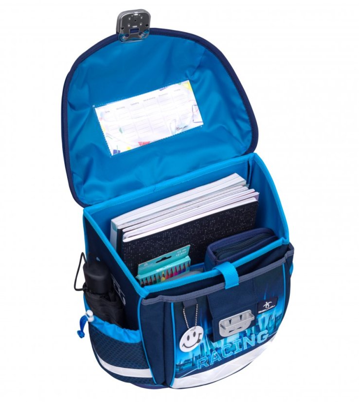 School bag Belmil 403-13 Classy Racing Blue Neon (set with pencil case and gym bag) + GIFT