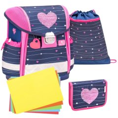 Školní aktovka Belmil 403-13 Classy Simple Hearts (set s penálem a sáčkem) + DÁREK