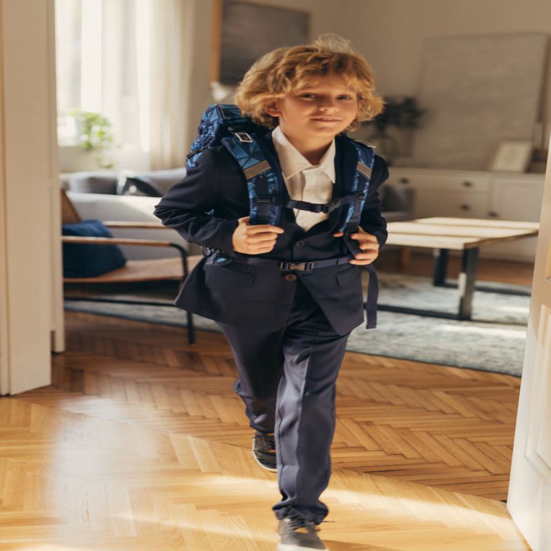 School backpack Belmil Premium 405-73/P Comfy Plus Glacier Blue (set with 2 pencil cases, gym bag and 4 patches)