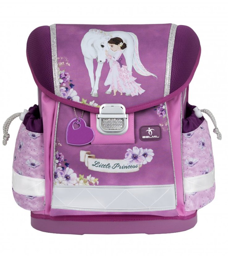 Tornister szkolny Belmil 403-13 Classy Little Princess Purple (zestaw z piórnikiem i workiem) + PREZENT