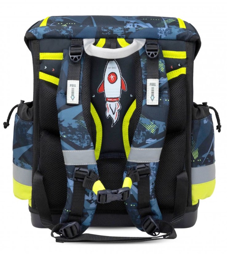 Školní aktovka Belmil 405-78 Classy Plus T-Rex Lime (set s penálem a sáčkem) + DÁREK