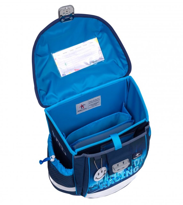 Školní aktovka Belmil 403-13 Classy Racing Blue Neon (set s penálem a sáčkem) + DÁREK