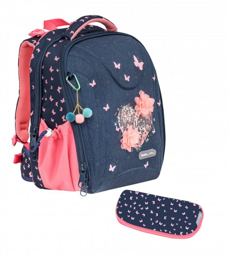 School bag Belmil 338-82 Sturdy Beautiful Flowers (set with pencil case)