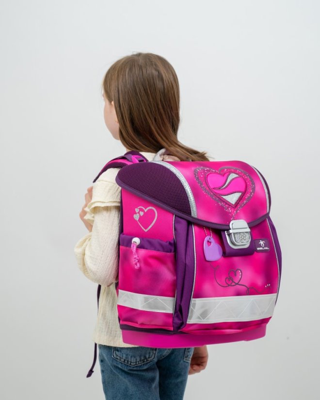 Tornister szkolny Belmil 403-13 Classy Shiny Pink (zestaw z piórnikiem i workiem) + PREZENT