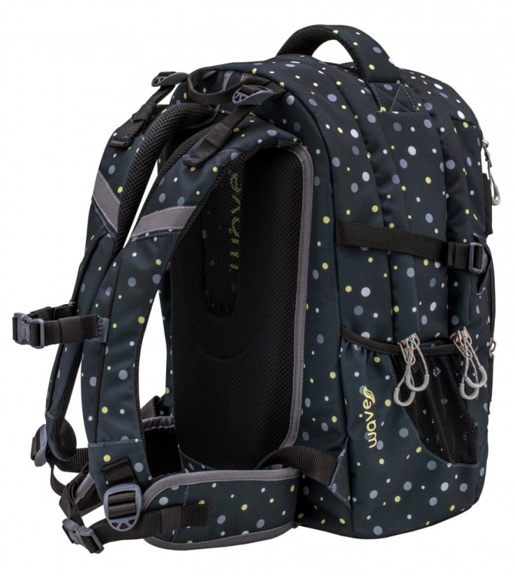 Školský batoh Belmil Wave 338-72 Infinity Black and Yellow Dots