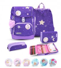 School backpack Belmil Premium 405-73/P Comfy Plus Dahlia (set with 2 pencil cases, gym bag and 6 patches)