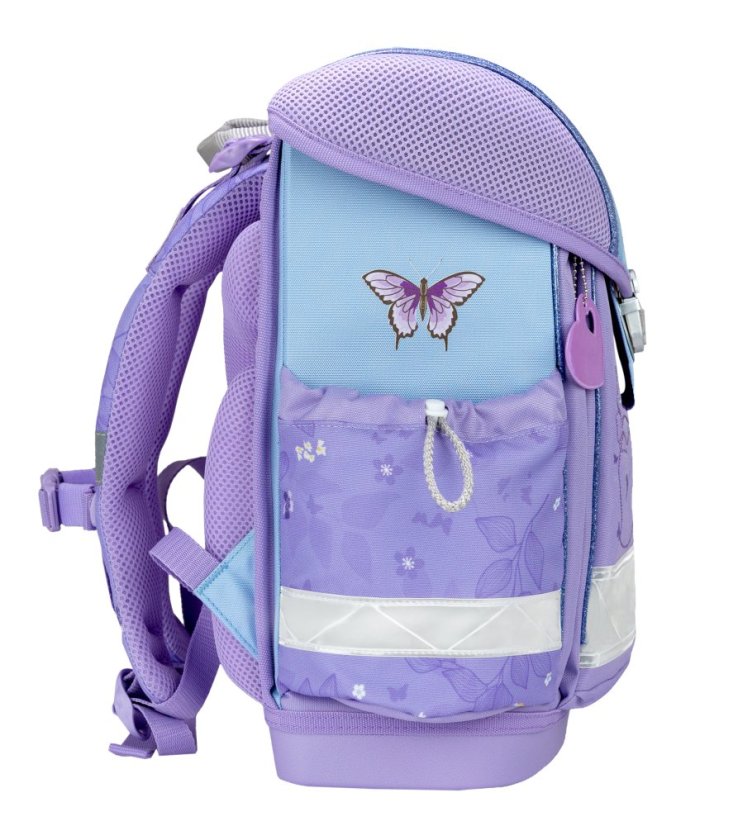 Školní aktovka Belmil 403-13 Classy Purple Blue Butterfly (set s penálem a sáčkem) + DÁREK