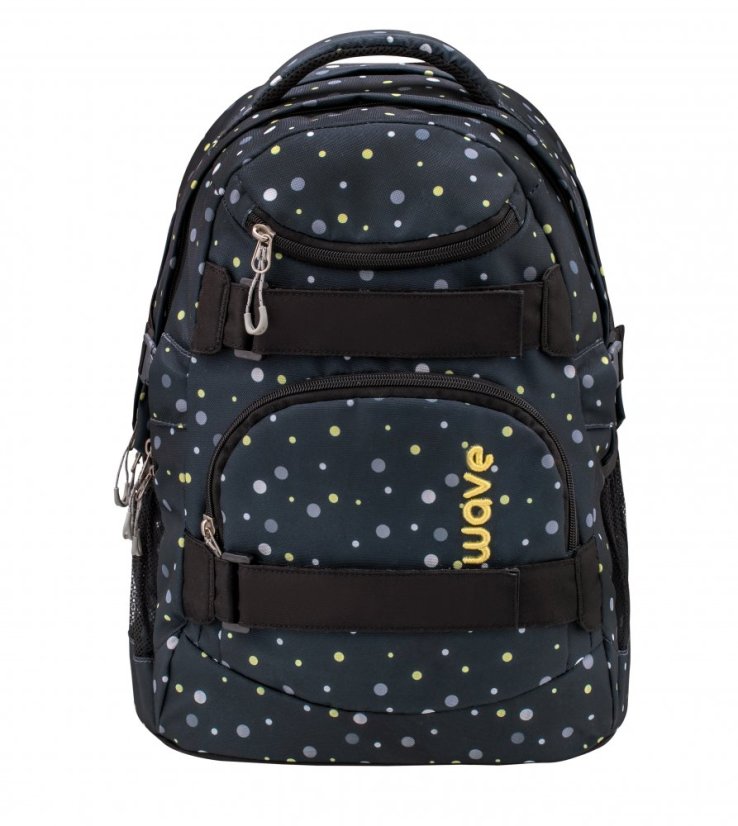 Školský batoh Belmil Wave 338-72 Infinity Black and Yellow Dots