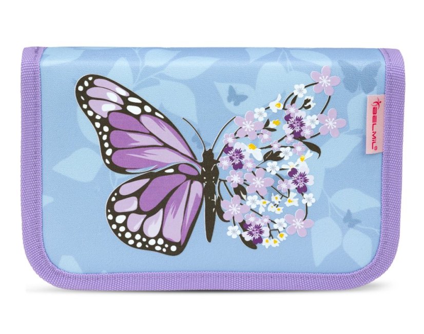 School bag Belmil 405-33 Mini-Fit Purple Blue Butterfly (set with pencil case and gym bag) + GIFT