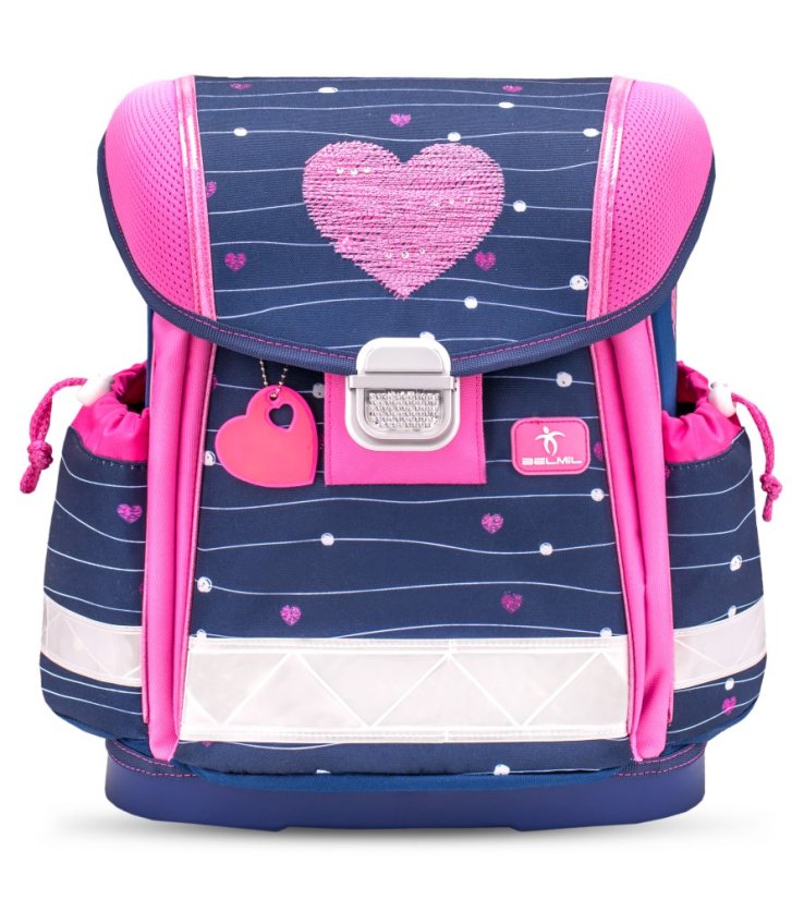 Školská taška Belmil 403-13 Classy Simple Hearts (set s peračníkom a vreckom) + DARČEK