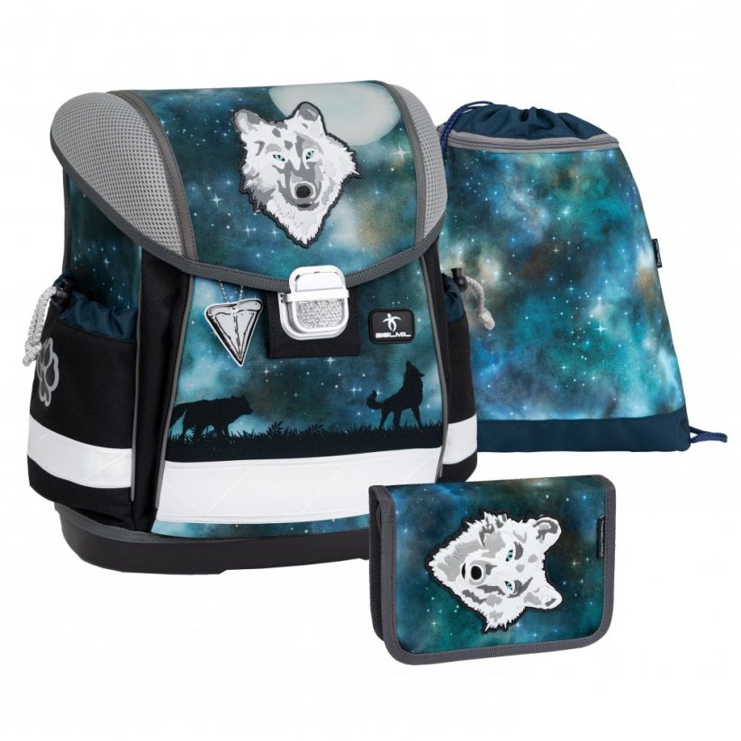 School bag Belmil 403-13 Classy Wolves in The Night (set with pencil case and gym bag)