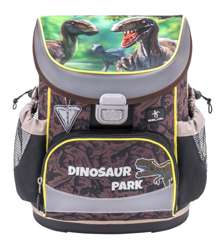 Tornister szkolny Belmil 405-33 Mini-Fit Dinosaur Park (zestaw z piórnikiem i workiem) + PREZENT