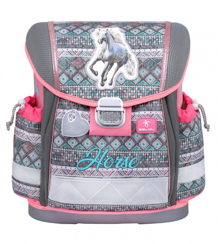 Školní aktovka Belmil 403-13 Classy Horse Aruba Blue (set s penálem a sáčkem) + DÁREK