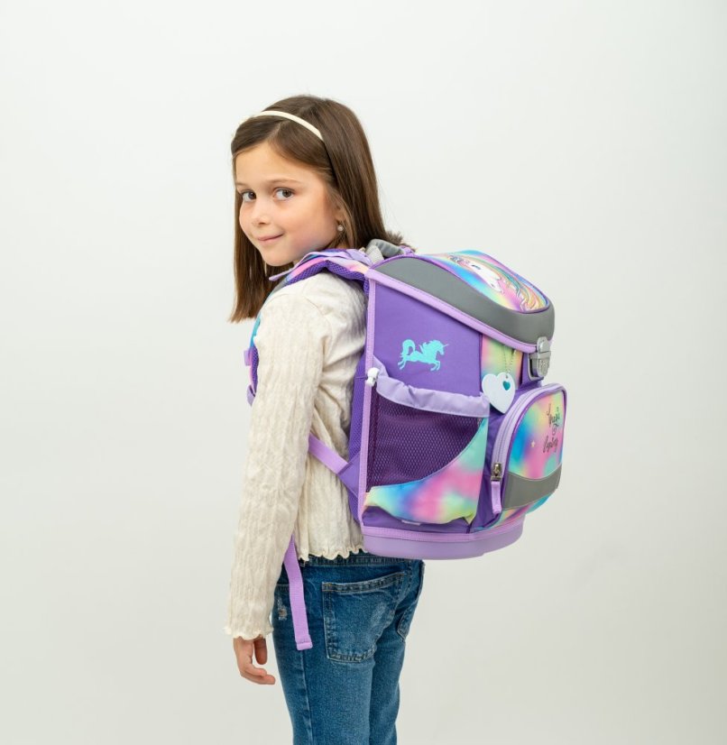 Školská taška Belmil 405-33 Mini-Fit Rainbow Color (set s peračníkom a vreckom) + DARČEK