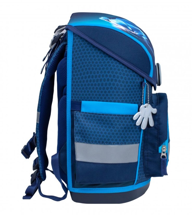 Školní aktovka Belmil 405-41 Compact Racing Blue Neon (set s penálem a sáčkem) + DÁREK