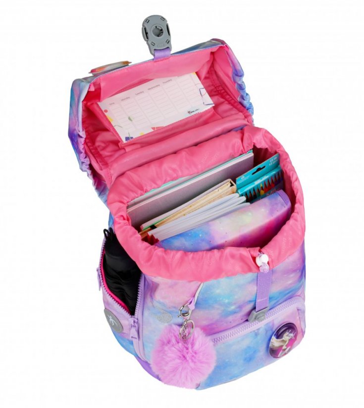 Iskolai hátizsák Belmil Premium 405-73/P Comfy Plus Moonlight  (szett táska, 2 tolltartó, tornazsák és 6 db. matricaszett)