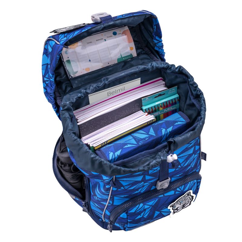 School backpack Belmil Premium 405-73/P Comfy Plus Glacier Blue (set with 2 pencil cases, gym bag and 4 patches)