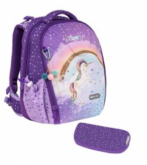 Školská taška Belmil 338-82 Sturdy Rainbow Unicorn (set s peračníkom)