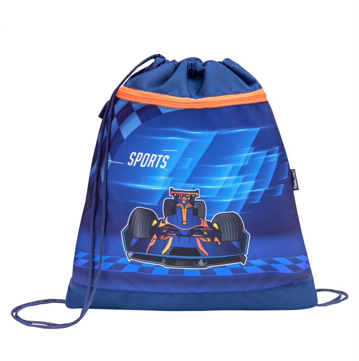 Školní aktovka Belmil 405-33 Mini-Fit Race Car Blue (set s penálem a sáčkem) + DÁREK