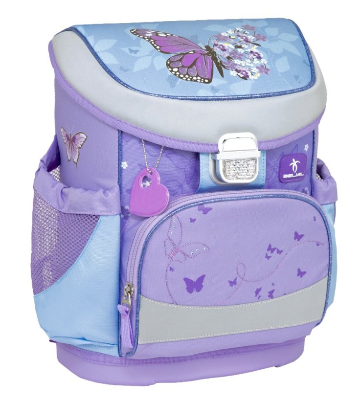School bag Belmil 405-33 Mini-Fit Purple Blue Butterfly (set with pencil case and gym bag) + GIFT