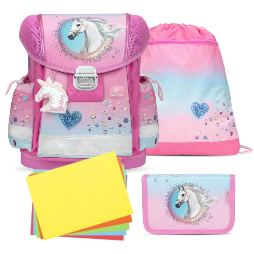 Školní aktovka Belmil 403-13 Classy Dream Hooves Pinky (set s penálem a sáčkem) + DÁREK