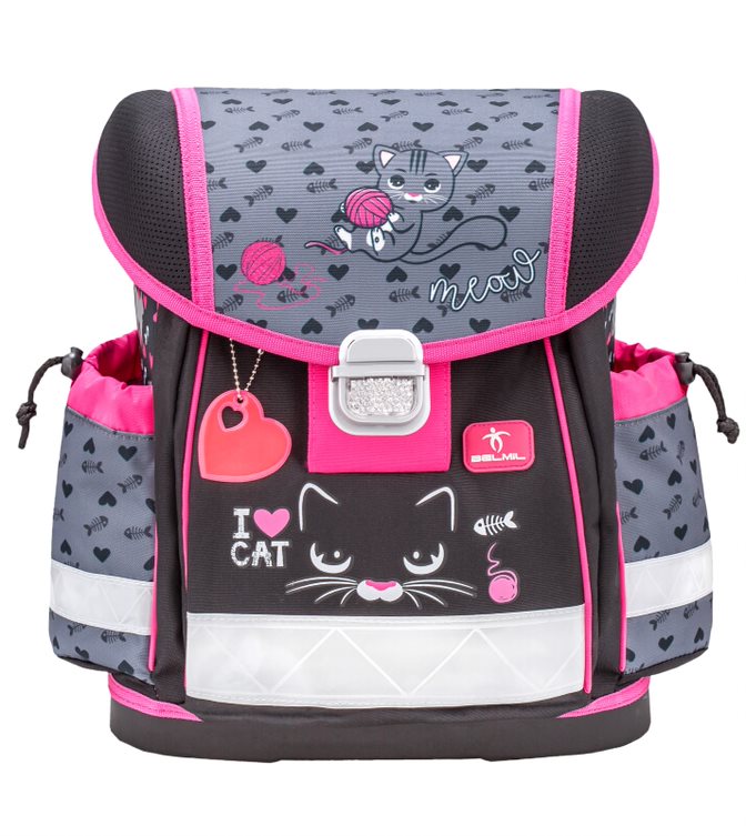 Školská taška Belmil 403-13 Classy I Love Cat (set s peračníkom a vreckom)