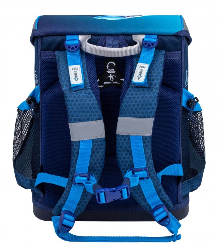 Školská taška Belmil 405-33 Mini-Fit Racing Blue Neon (set s peračníkom a vreckom) + DARČEK