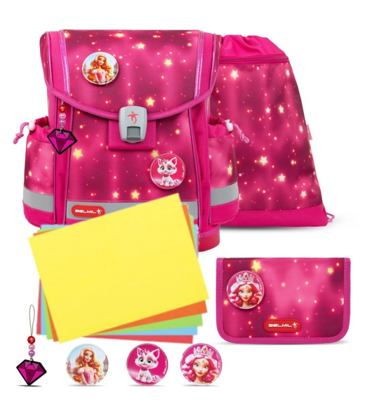 School bag Belmil 405-78 Classy Plus Pink Star (set with pencil case and gym bag) + GIFT