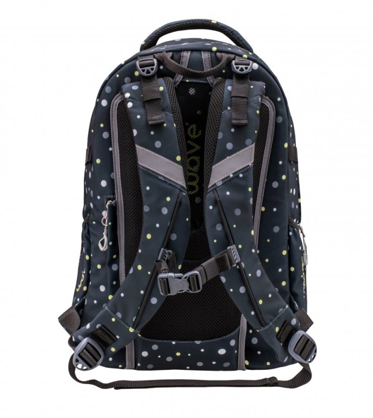 Školský batoh Belmil Wave 338-72 Infinity Black and Yellow Dots