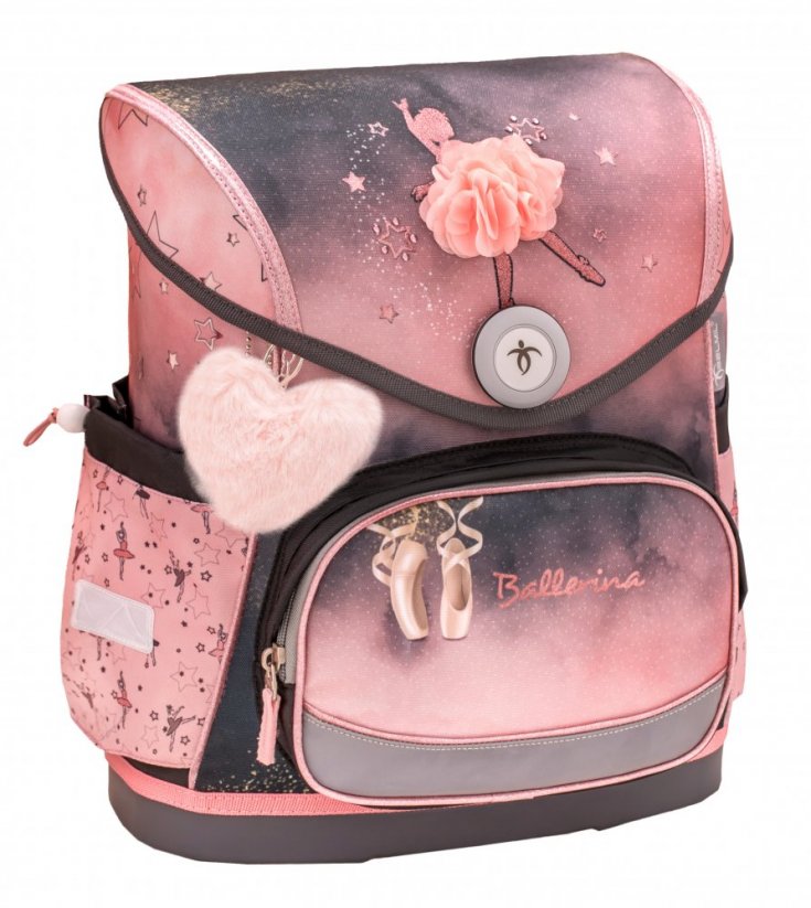 Školská taška Belmil 405-41 Compact Ballerina Black Pink (set s peračníkom a vreckom)