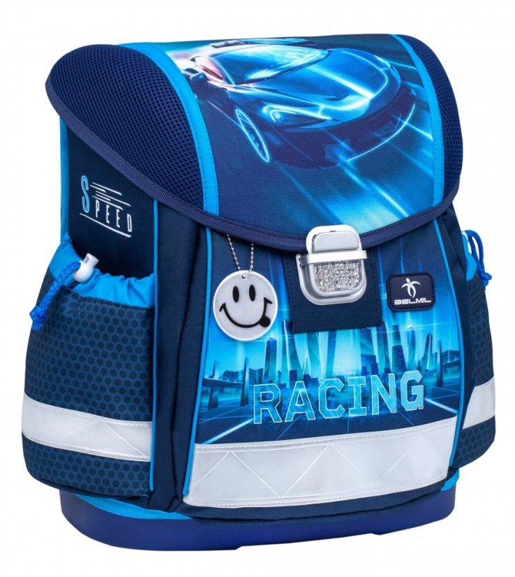 School bag Belmil 403-13 Classy Racing Blue Neon (set with pencil case and gym bag) + GIFT