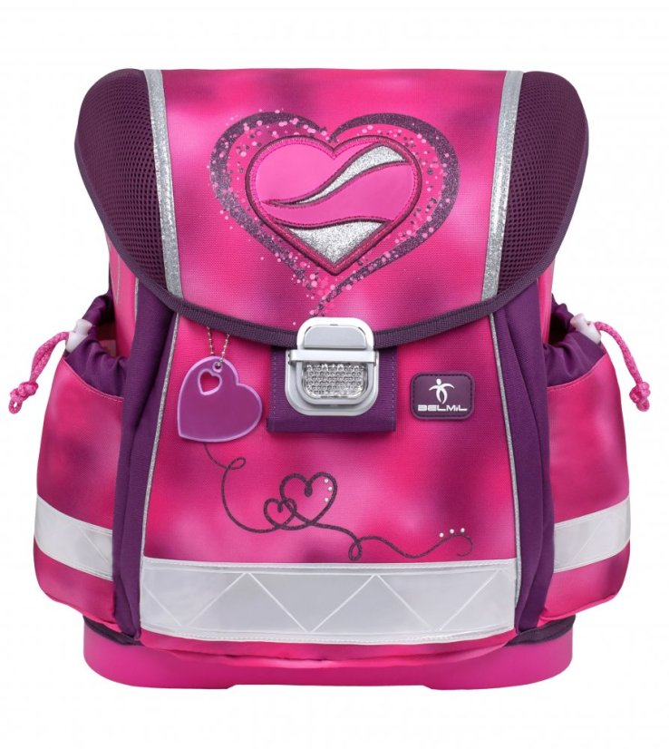 Tornister szkolny Belmil 403-13 Classy Shiny Pink (zestaw z piórnikiem i workiem) + PREZENT