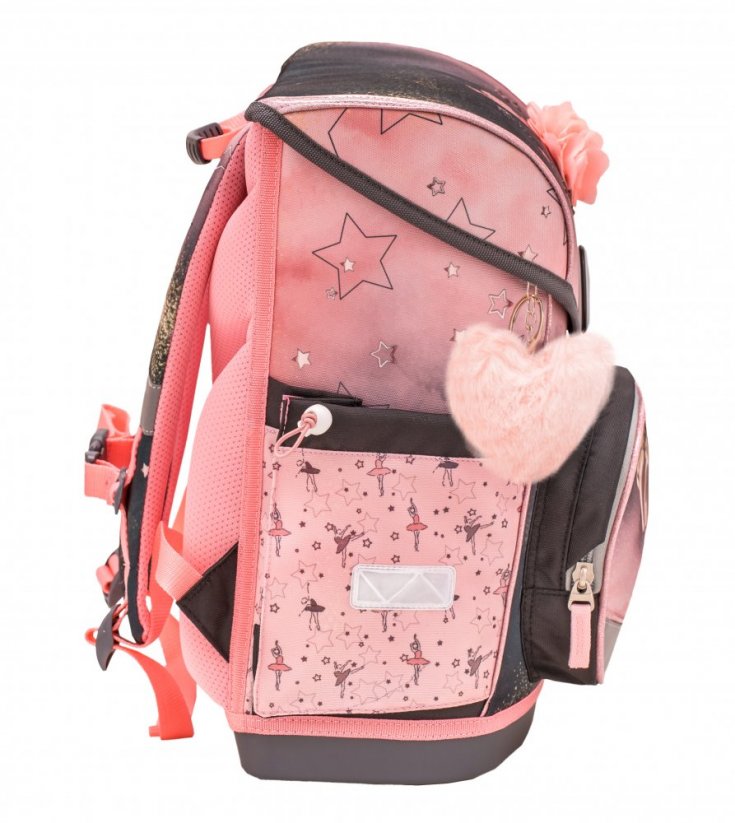 Školská taška Belmil 405-41 Compact Ballerina Black Pink (set s peračníkom a vreckom)