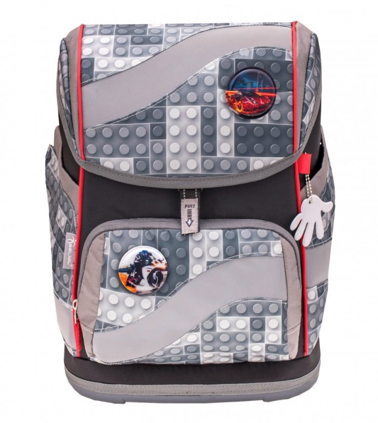 Školní batoh Belmil 405-51 Smarty Bricks Grey 2 (set s penálem a sáčkem)