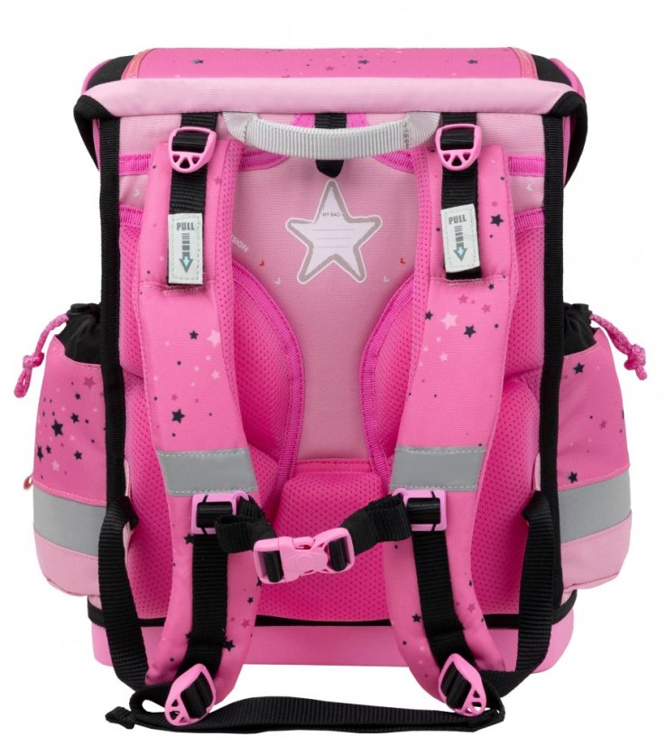 Školní aktovka Belmil 405-78 Classy Plus Pink Black (set s penálem a sáčkem) + DÁREK