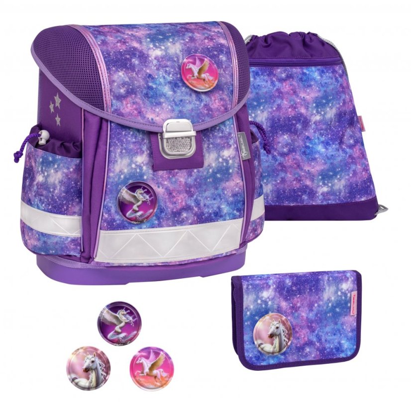 School bag Belmil 403-13 Classy Violet Universe (set with pencil case and gym bag) + GIFT