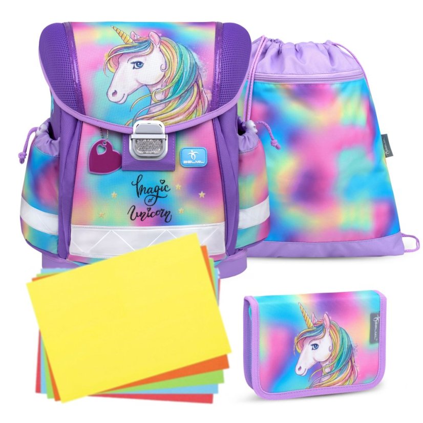 Tornister szkolny Belmil 403-13 Classy Rainbow Color (zestaw z piórnikiem i workiem) + PREZENT