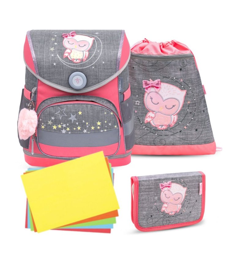 Školní aktovka Belmil 405-41 Compact Little Owl (set s penálem a sáčkem) + DÁREK