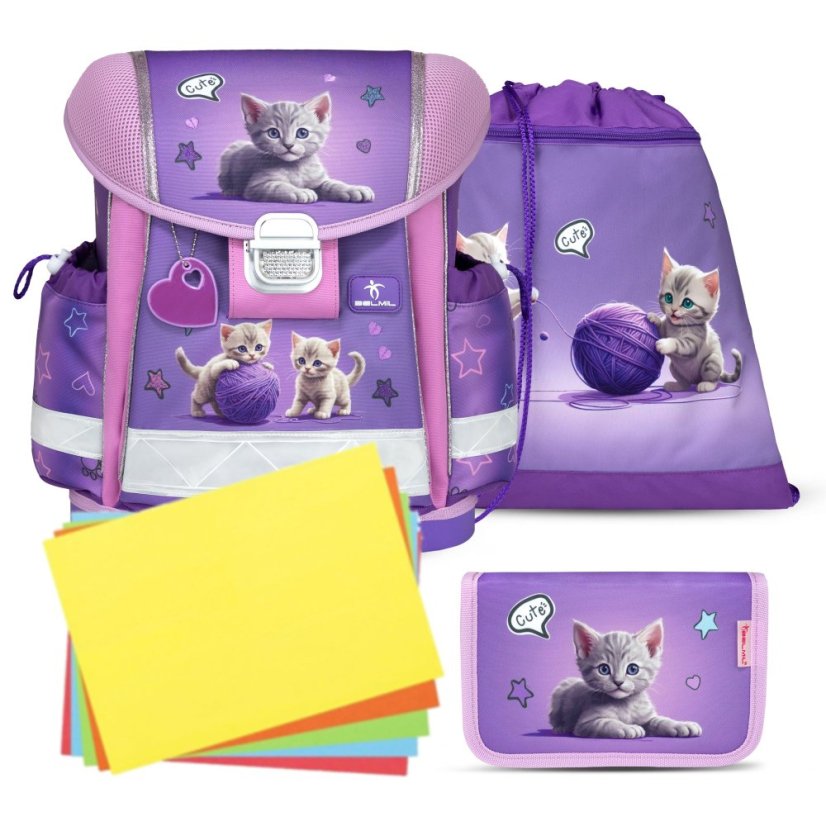 Školská taška Belmil 403-13 Classy Little Kittens (set s peračníkom a vreckom) + DARČEK