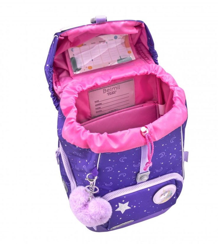 Školní batoh Belmil Premium 405-73/P Comfy Plus Dahlia (set s penálem, pouzdrem, sáčkem a 6 nálepek)