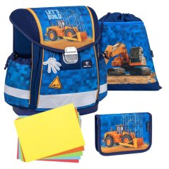 Školská taška Belmil 403-13 Classy Bulldozer (set s peračníkom a vreckom) + DARČEK