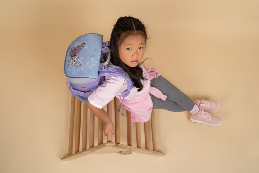 School bag Belmil 405-33 Mini-Fit Purple Blue Butterfly (set with pencil case and gym bag) + GIFT