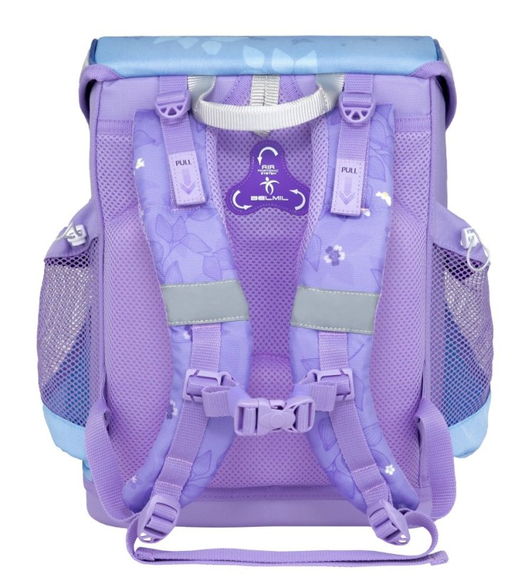 School bag Belmil 405-33 Mini-Fit Purple Blue Butterfly (set with pencil case and gym bag) + GIFT