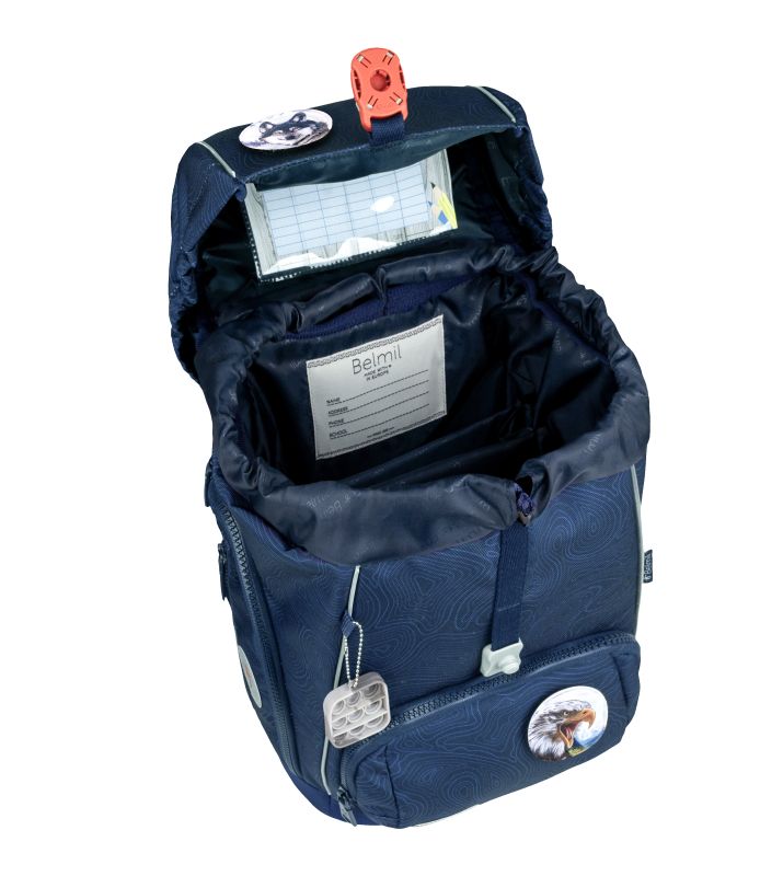 Školní batoh Belmil Premium 405-73/P Comfy Plus Topographic (set s penálem, pouzdrem, sáčkem a 4 nálepky)