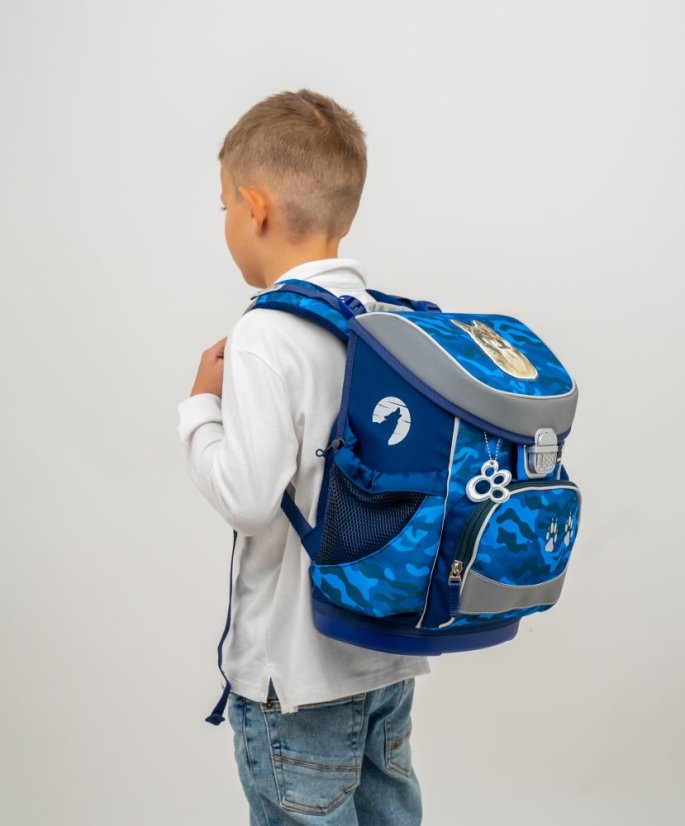 Školská taška Belmil 405-33 Mini-Fit Alpha Wolf (set s peračníkom a vreckom) + DARČEK