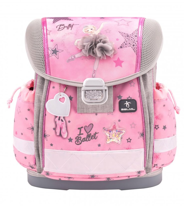 Školní aktovka Belmil 403-13 Classy Ballet Light Pink (set s penálem a sáčkem) + DÁREK